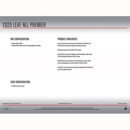2025 Leaf National Lacrosse League Premier Hobby